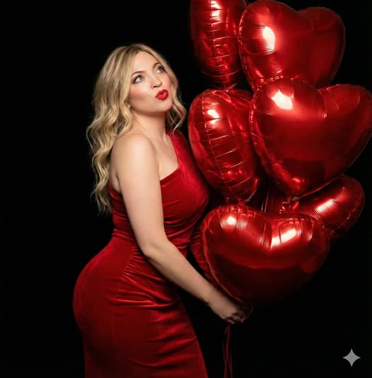 🎬 Studio portrait of a beautiful woman with long, wavy blonde hair