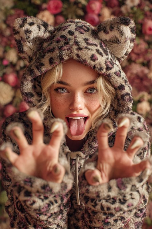 Playful Leopard Hoodie Portrait