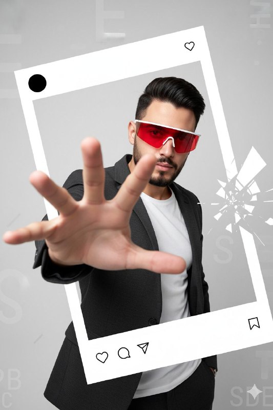 The person is positioned dynamically, angled towards the viewer,