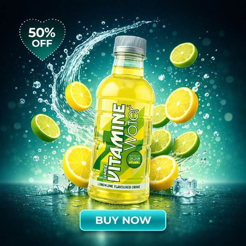 Hyper-realistic studio advertising poster with commercial product