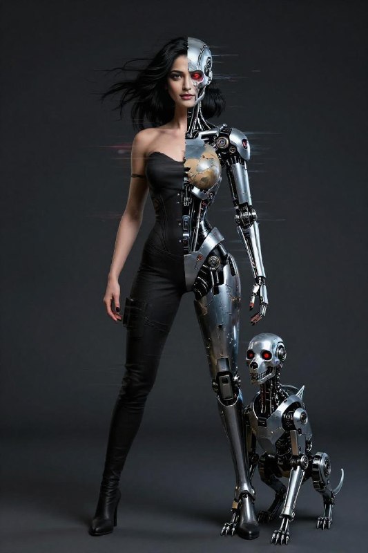 Cyberpunk Femme Fatale Terminator Glitch Realism