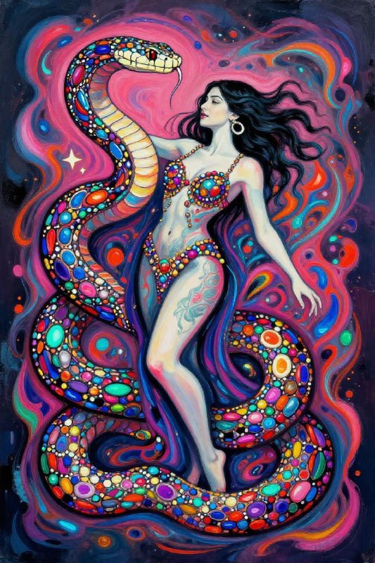 Psychedelic Neon Serpent Ecstasy Art