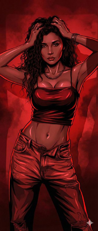 Red Comic Noir — High-Contrast Cinematic Bust Portrait