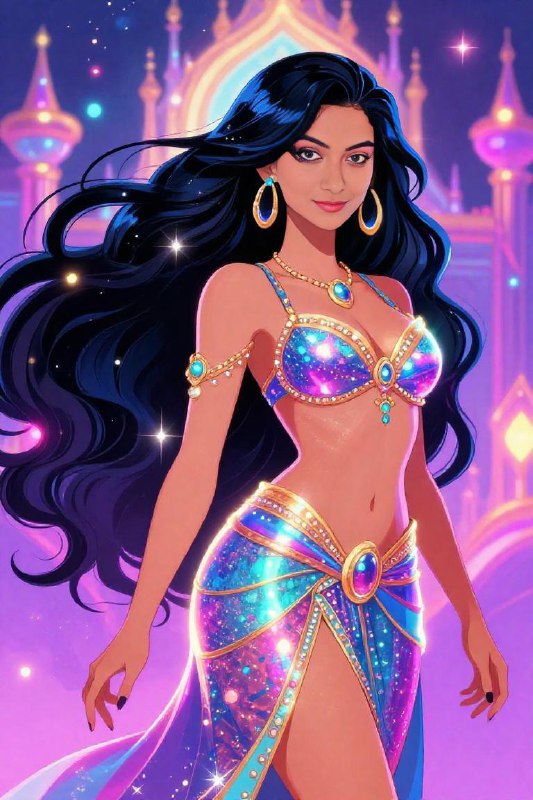 Neon DreamCore Royal Portrait — Fantasy Pop Illustration