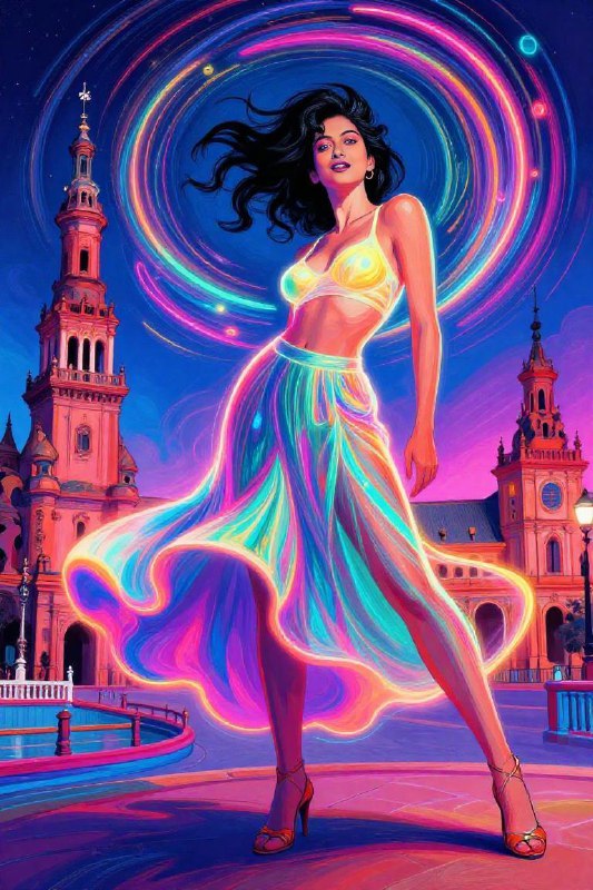 Absurd Neon Vogue — Spanish Pop Dream Painting