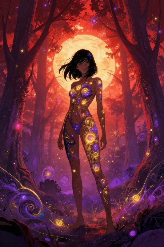 Crimson Canopy Dream — Fractal Neon Anime Fantasy