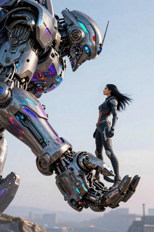 Cyberpunk Mecha Encounter — Scale & Tension