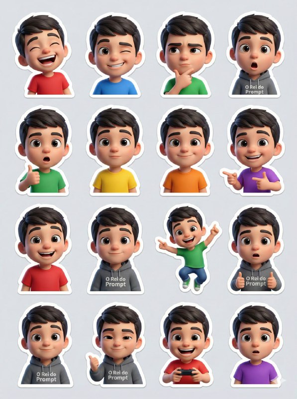 Sticker Collage — 3D Cartoon Character Sheet