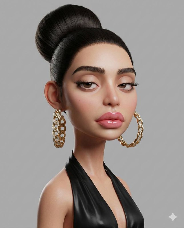 Luxury Deformed Muse — High-Fashion 3D Caricature