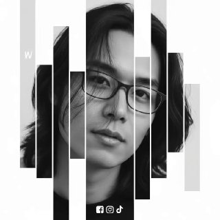 Ultra-realistic black and white portrait of a person using only the