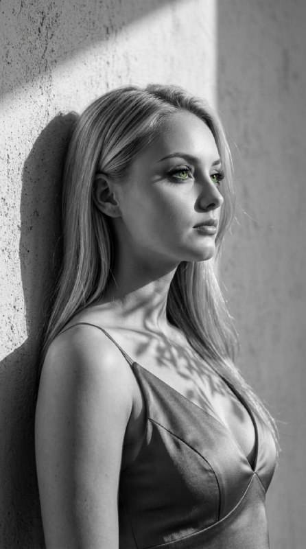 Monochrome Leaflight — Cinematic Satin Portrait