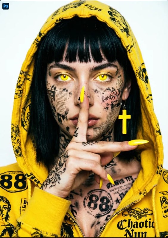Chaotic Nun — Yellow & Black Grunge Couture