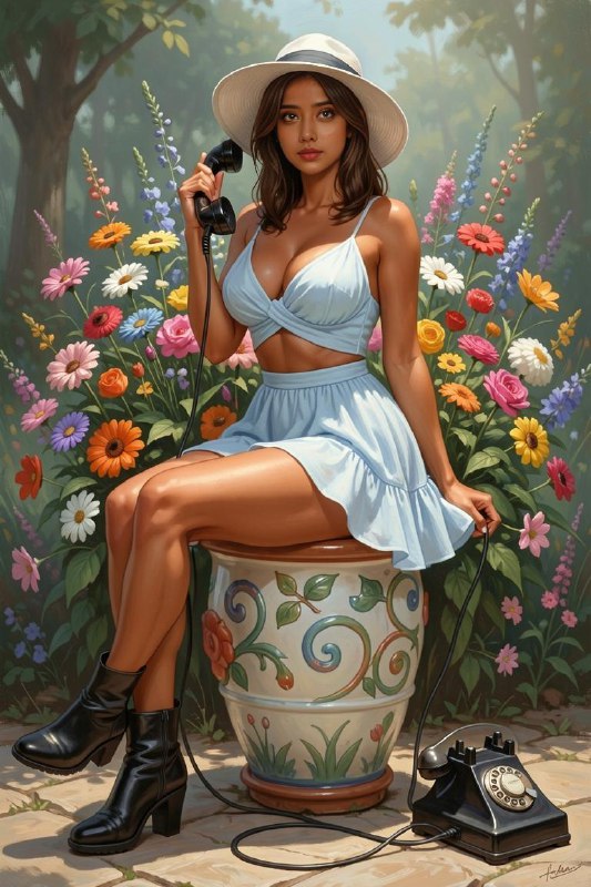Whimsical Garden Muse — Surreal Painterly Portrait