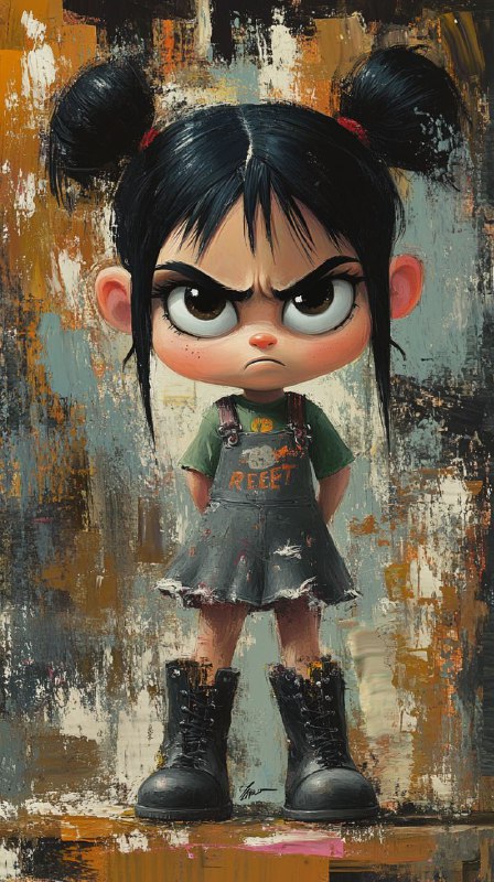 Grunge Pop-Surreal Bully Girl — Cartoon Character Portrait