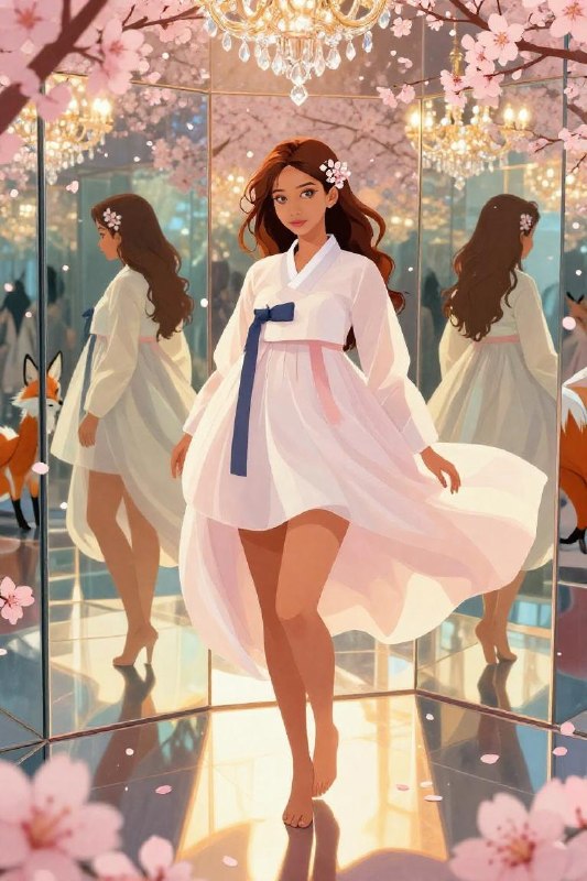 Surreal Mirror Maze Cherry Blossom Vector