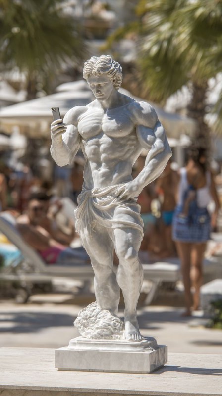 Renaissance Statue Modern Selfie