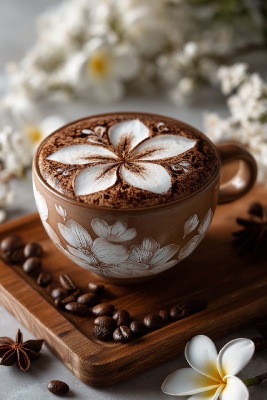 Floral Latte Art Still Life
