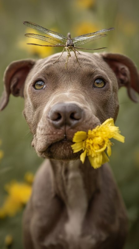 Hyperreal Pit Bull Nature Portrait