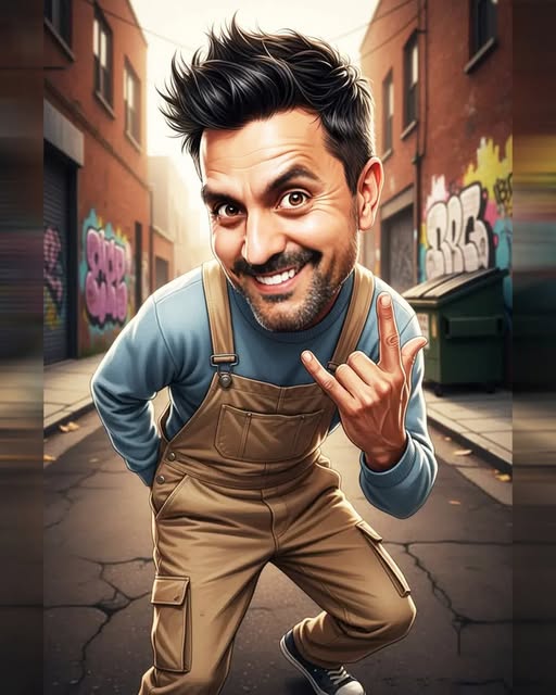 Modern-style caricature A stylish 45 year old man (face as per the