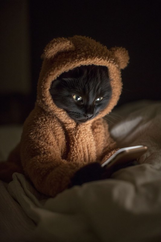 Cozy Midnight Kitten — Phone Glow Portrait