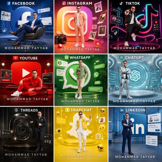 Premium 3x3 social media poster collage featuring the same stylish