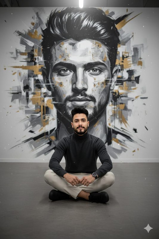 A striking artistic portrait of a charismatic young man, preserving
