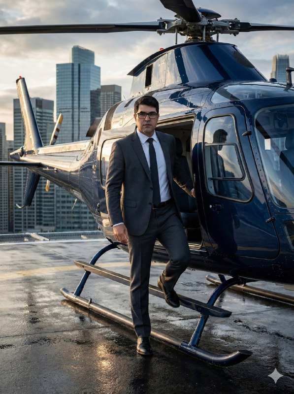 Camera captures the executive with premium clarity and dramatic