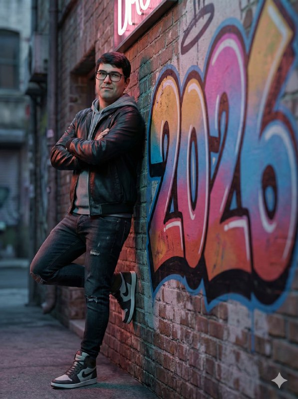 Person posing casually against a gritty brick wall in a city alleyway