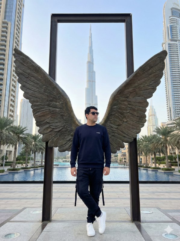 Person standing confidently in an urban landscape, full body shot