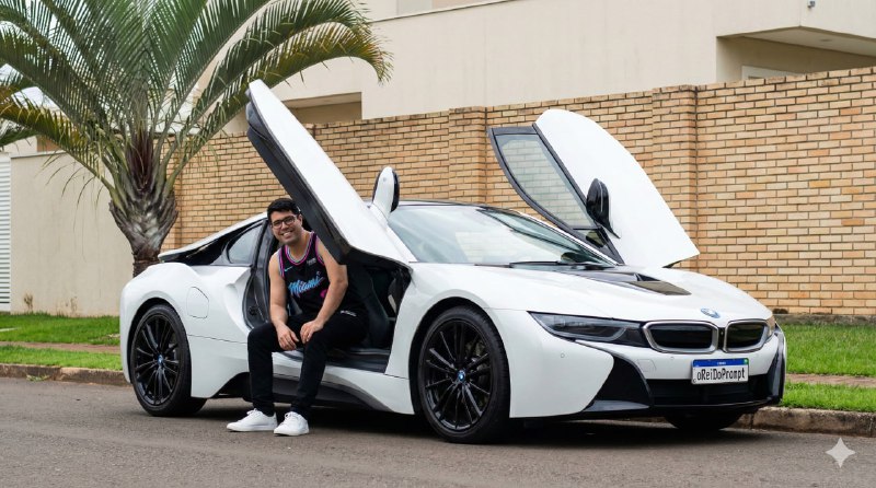Sitting casually on the side sill of the BMW i8 Roadster
