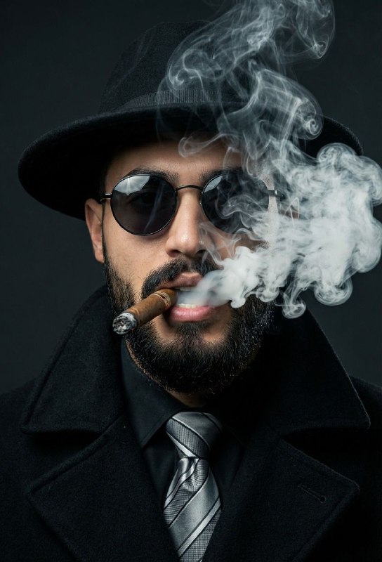 Noir Close-Up Portrait with Smoke
