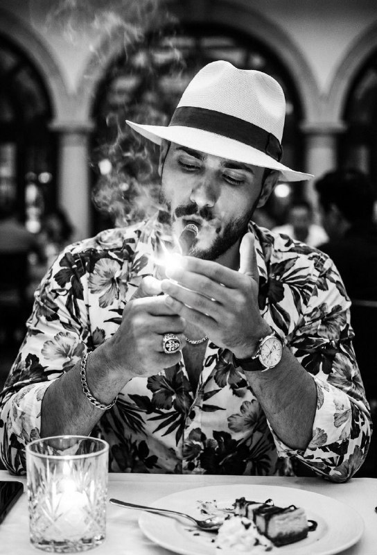 Noir Restaurant Cigar Portrait