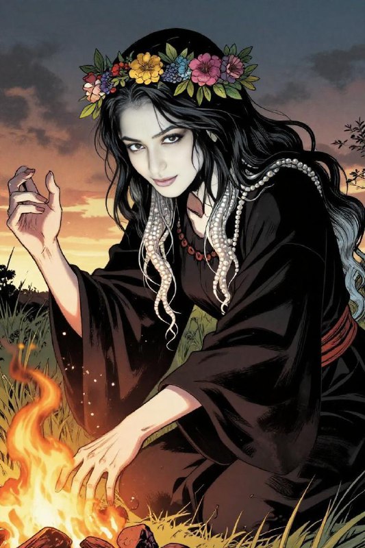 A sickly albino, wolfish-looking girl portrayed in a dramatic ritual